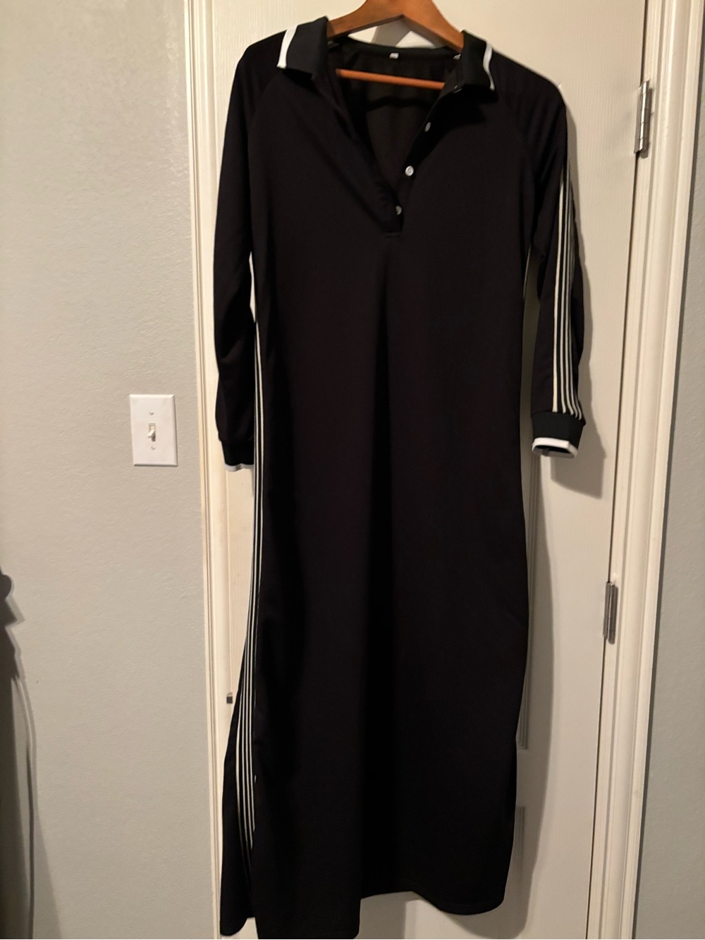 Amazon Black Maxi Polo Dress with White Trim